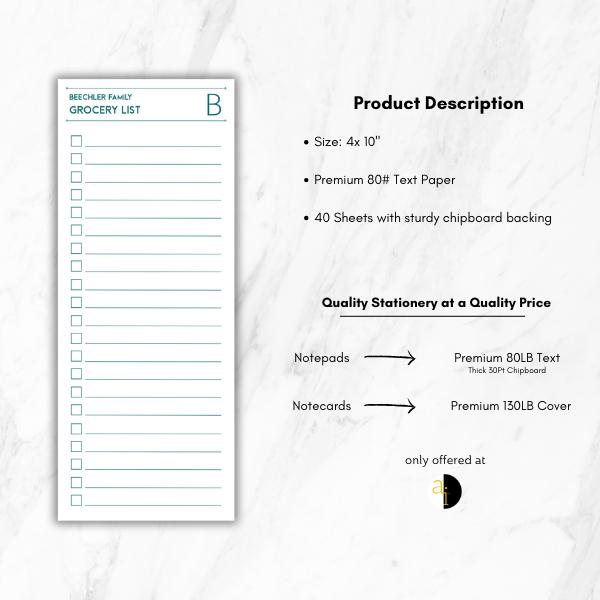 Personalized Magnetic Grocery List Notepad