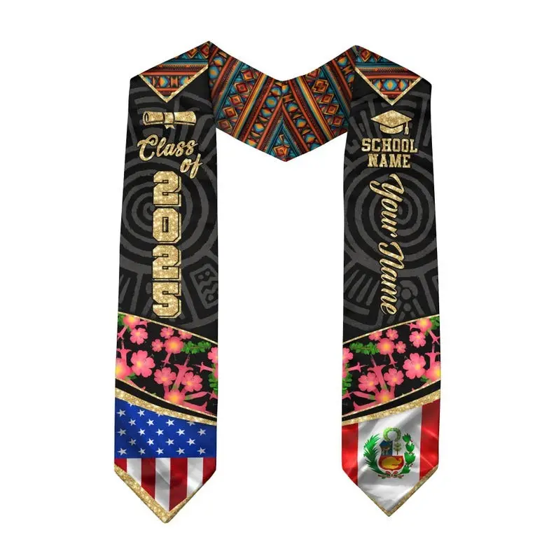 Custom Peru Graduation Sash, Peruvians American Flag Graduation Sash 2025, Personalized Peruvians Stole, Peru Stole 2025, Graduation Class Of 2025