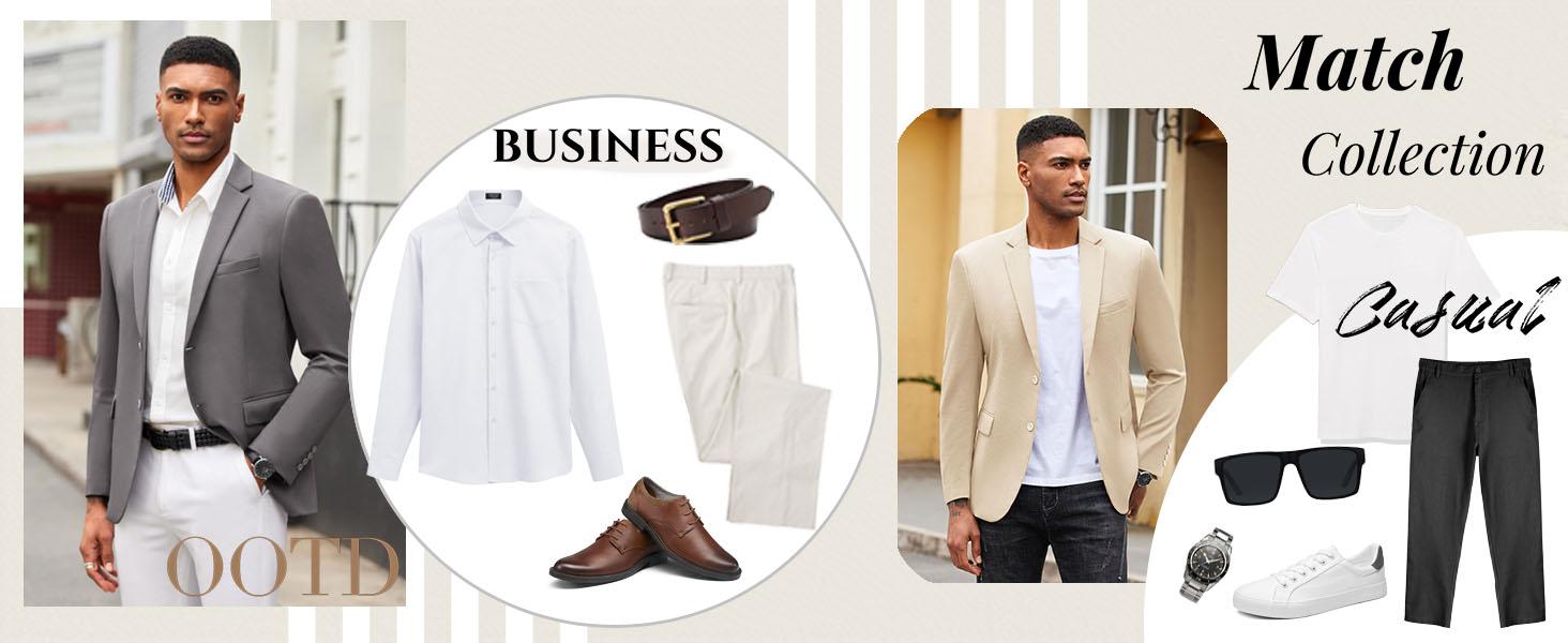 COOFANDY Men's Suit Casual Blazer Slim Fit Suit Jacket Lightweight Knit Sport Coat Two Button Blazer Jacket