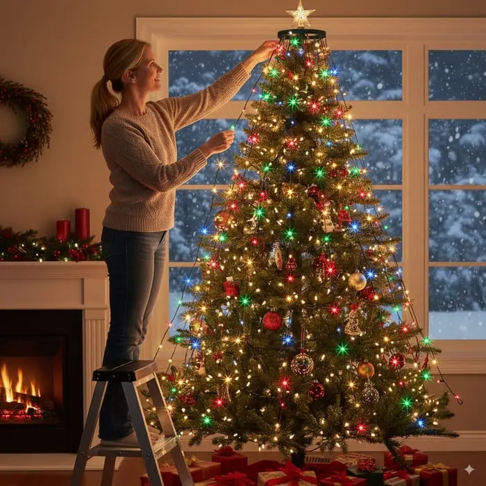 Waterproof Christmas Tree Waterfall Lights with Ring