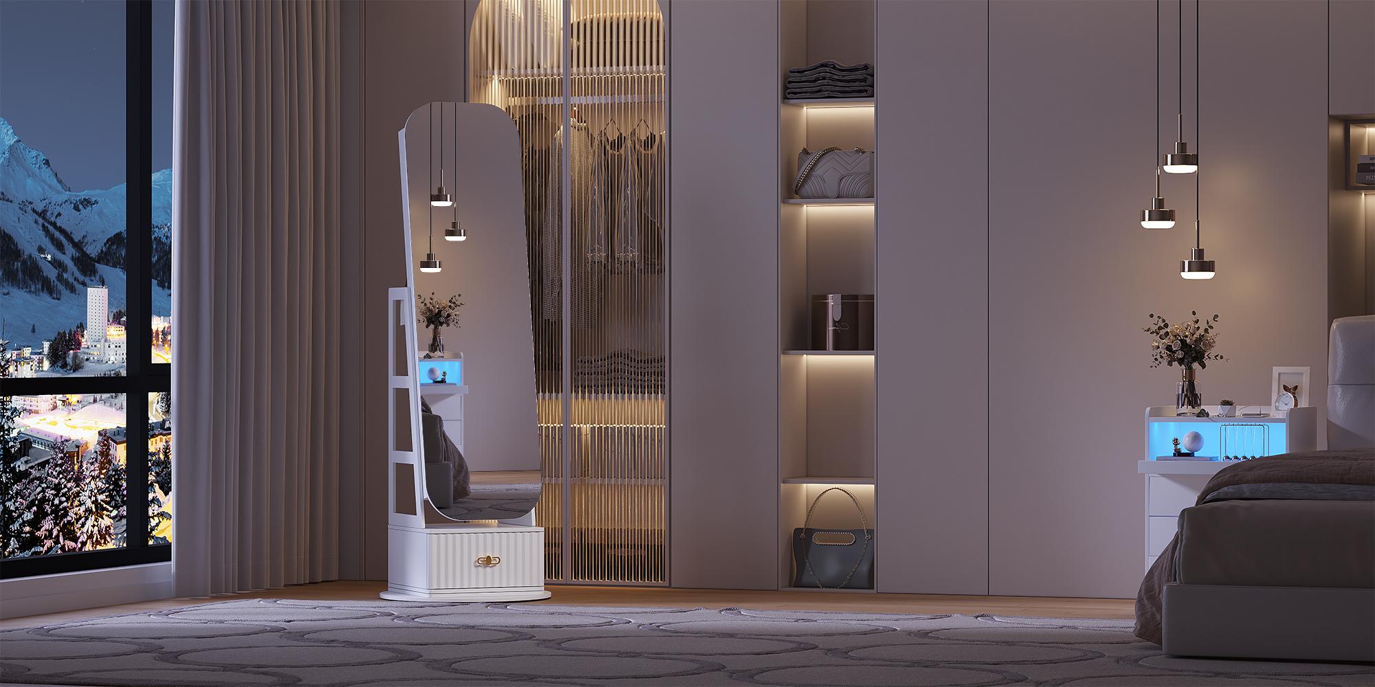 Miuvanity 5-in-1 360 Swivel Jewelry Cabinet with LED Light,Lockable Jewelry Mirror Cabinet,Standing Jewelry Armoire,Frameless Full-Length Mirror,3 Storage Shelves Gift Idea Decor,Mirror with storage Miuvanity 5-in-1 360 Swivel Jewelry Cabinet with LED Light,Lockable Jewelry Mirror Cabinet,Standing Jewelry Armoire,Frameless Full-Length Mirror,3 Storage Shelves Gift Idea Decor,Mirror with storage