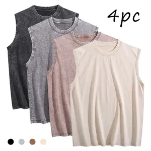 Men's Vests Casual Tank Tops 4 Pack Knit Sleeveless Lightweight Tee Muscle Basic T Shirts