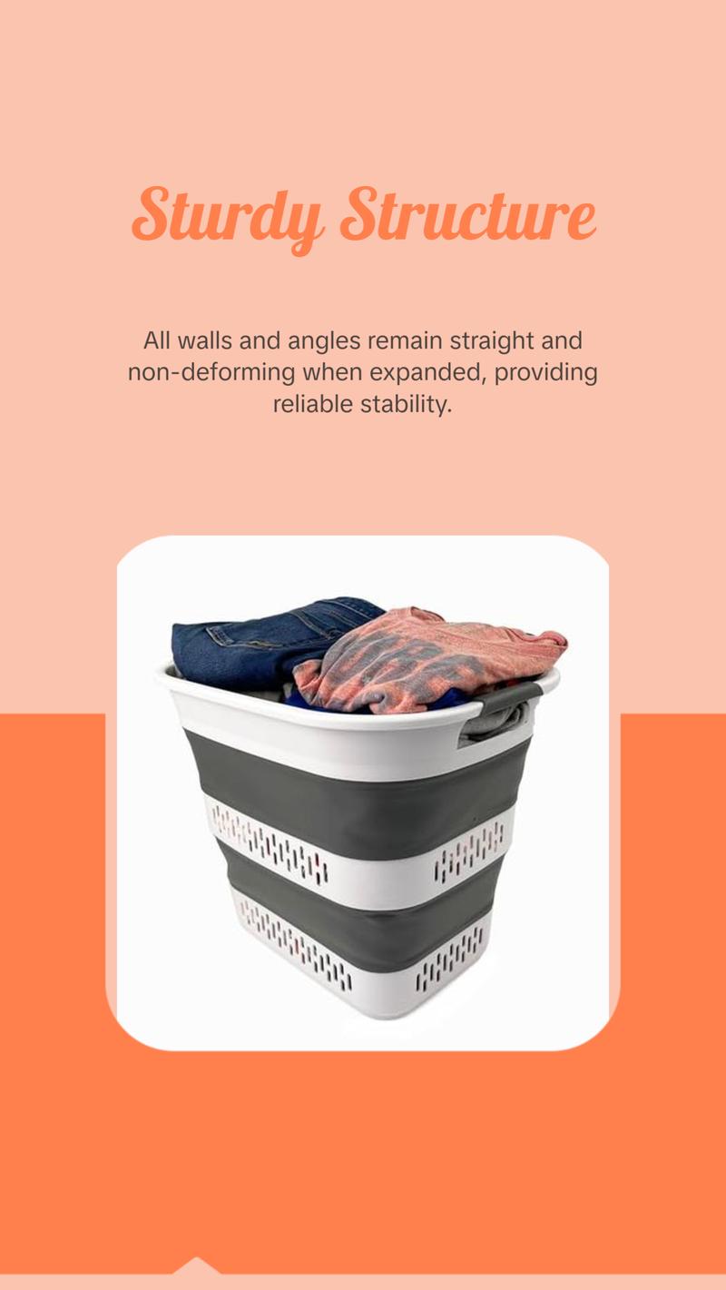 SAMMART 40L (10.5 gallon) Collapsible Plastic Laundry Basket - Foldable Pop Up Storage Container/Organizer - Portable Laundry Hamper - Space Saving