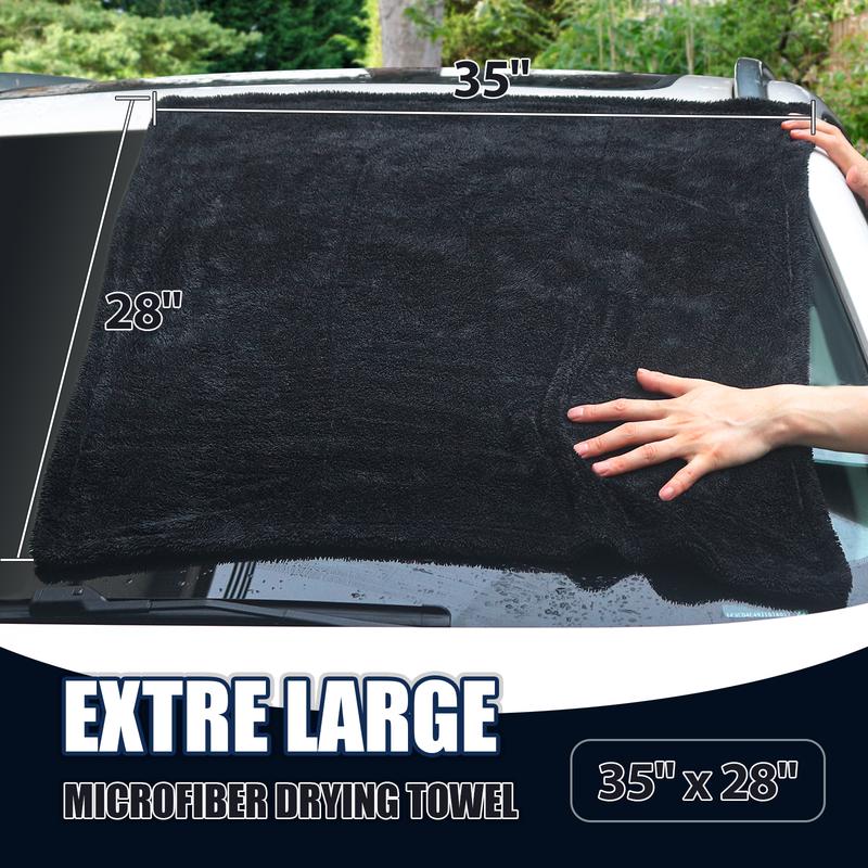 Largest 36''x28'' Double Twisted Loop Car Drying Towel, 1400GSM Ultra-Absorbent Microfiber Drying Towel for Automotive Detailing Vehicle Wash Kit