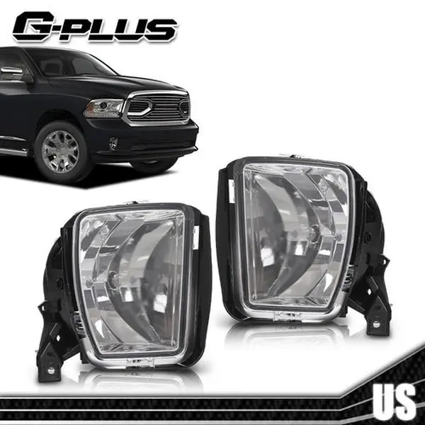 G-PLUS Fog Lights for 2013-2018 Dodge Ram1500 & 2019-2022 Ram1500 Classic OE Style Clear Lens Halogen Fog Light Assembly, Car, Pair Pack