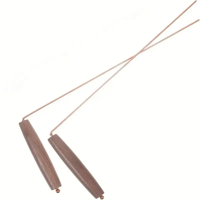 2pcs Copper Dowsing Rods, Divining Rod Kit With Walnut Handle - Dowsing Rods & Pendulum Set For Ghost-Hunting Tools, Divining Water, Treasure,Buried Item, Divination