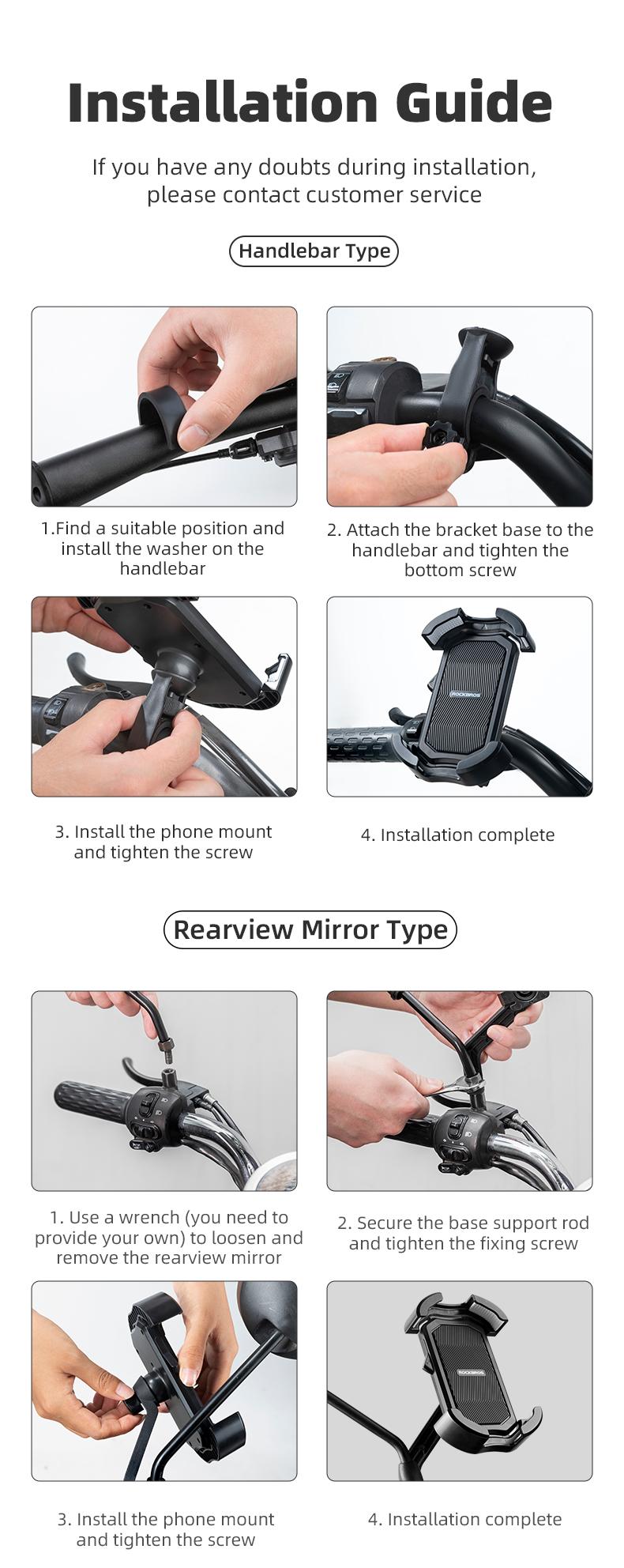 ROCKBROS Motorcycle Phone Mount, Motorcycle Phone Holder with Security Lock, Shockproof Phone Holder for Motorcycle, Adjustable Motorcycle Phone Holder Mount, Suitable for 4.7”-6.8” Phone