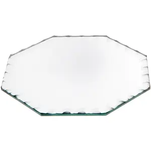 Plymor 5" Octagon, 3mm Thick Beveled Scalloped Glass Mirror