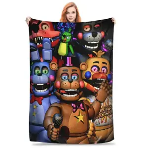 Five Nights of Horror Game Video, Freddy's Ultra-soft Fleece Blanket, Warm Flannel Blanket Suitable for All Seasons, Cozy Nap Blanket