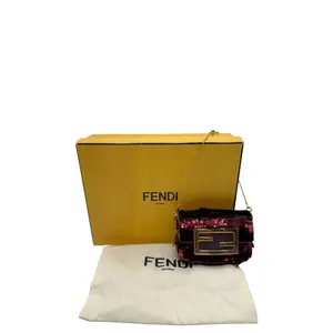 Pre-owned FENDI SEQUINES Bag Accessories CHAIN BAGUETTE CHARM BAG SEQUINS NANO