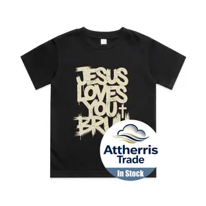 Christian Boy Teen Jesus Loves You Bruh Funny Humorous Faith Cotton T-shirt, Graphic Print Round Neck Short Sleeve Casual Tee for Boys Girls