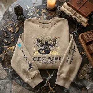 Broccoli Quest Squad Embroidered Crewneck – Onyx Storm Hoodie – Fourth Wing Basgiath War College Shirt