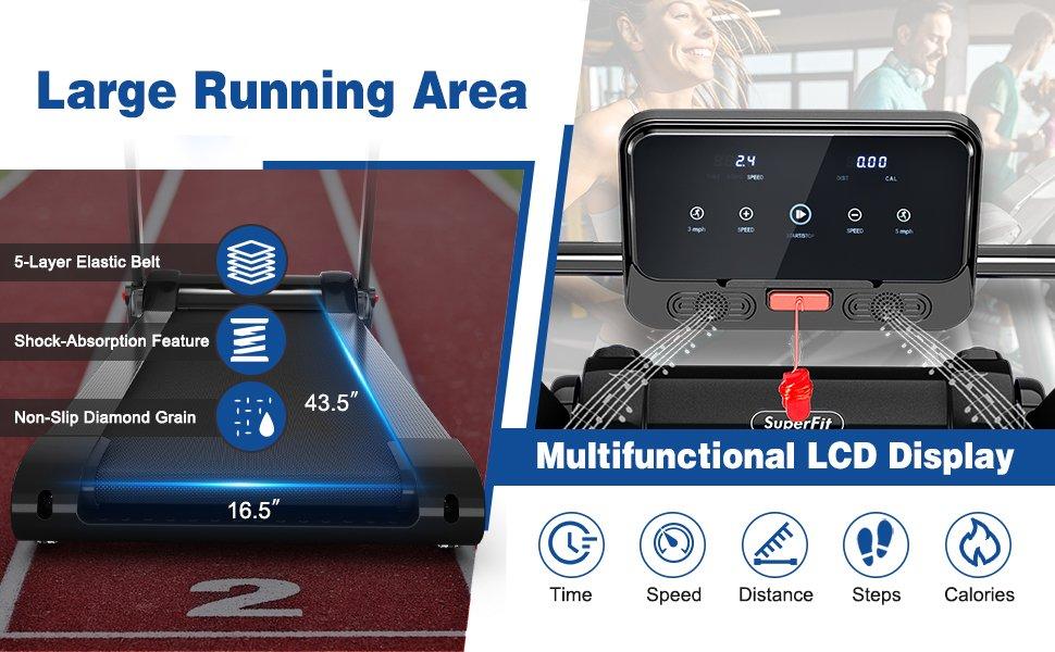 [Costway]- Folding Treadmill, 8MPH Electric Motorized Running Walking Machine with LED Touch Screen, Portable Cardio Workout Treadmill for Home Gym Office, Christmas Festival Gift Black Friday Cyber Monday