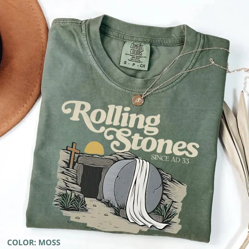 Comfort Colors Rolling Stones T-Shirt, Trendy Easter Clothing, Cotton Crewneck Unisex Pull Over T-Shirt