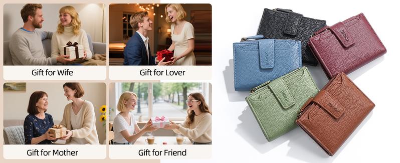 GSOIAX RFID Credit Card Holder, Women's Genuine Leather Coin Pocket Card Holder for Daily and Back to School Use, Perfect for Mother's Day Gift, Girlfriend Gift, Women's Wallet GSOIAX RFID Credit Card Holder, Women's Genuine Leather Coin Pocket Card Holder for Daily and Back to School Use, Perfect for Mother's Day Gift, Girlfriend Gift, Women's Wallet