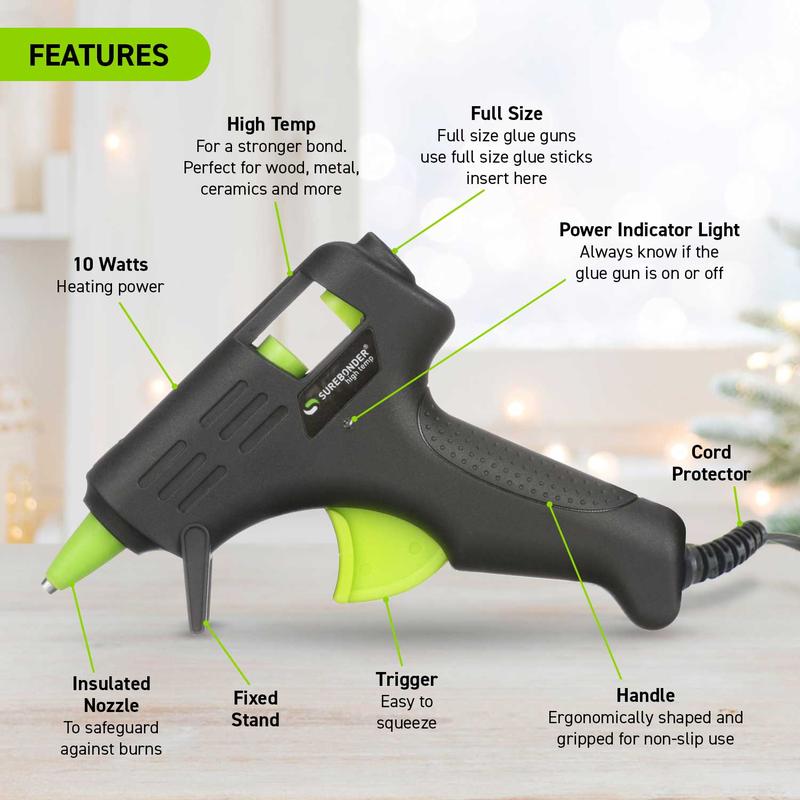 Surebonder Mini Hot Glue Gun High Temperature Glue Gun Kit with 25 All Purpose Clear Glue Sticks for DIY and Crafting