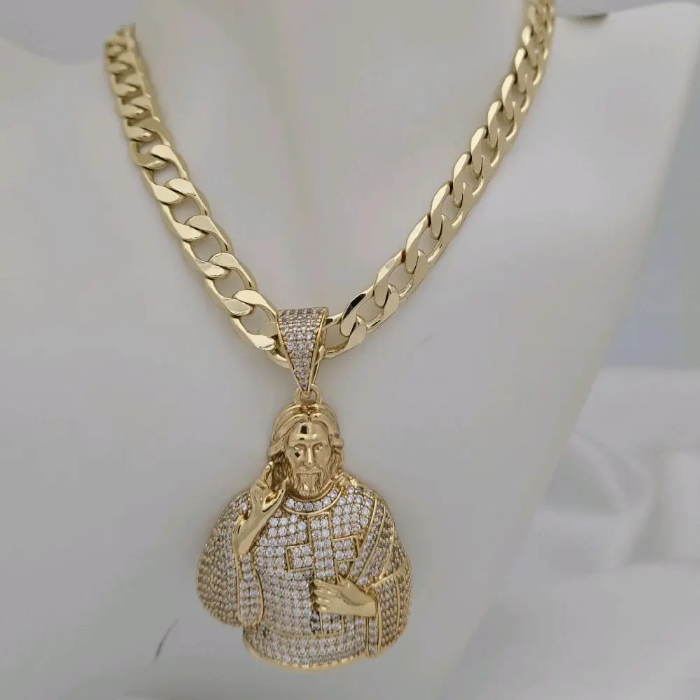 cadena 8mm de grosor 249 y dije cristo # 286 gold-plated cadena 8mm de grosor 249 y dije cristo # 286 gold-plated