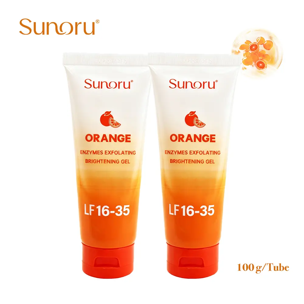 SUNORU Orange Pomegranate Exfoliating Gel - Hydrating Face & Body Scrub for Deep Cleansing, Gentle Peeling, Soothing Brightening Cleanser for Sensitive & All Skin Types, Natural Sensitive-Safe Formula