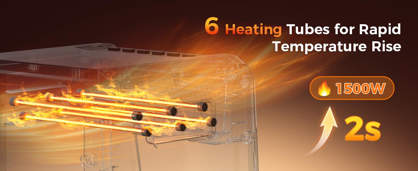 OSTBA 6-Element Infrared Cabinet Heater, 1500W Space Heater for Indoor Use, Box Heater with Thermostat 41–95°F, ECO Mode, Remote, 12H Timer, Tip-Over & Overheat Protection Portable Ceramic