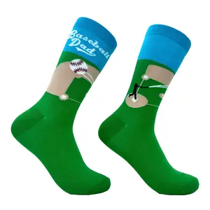 Men's Baseball Dad Socks Funny Cool Fathers Day Gift Base Ball Lovers Novelty Footwear Funny Graphic Socks Comfortable Fitted Spandex Cotton