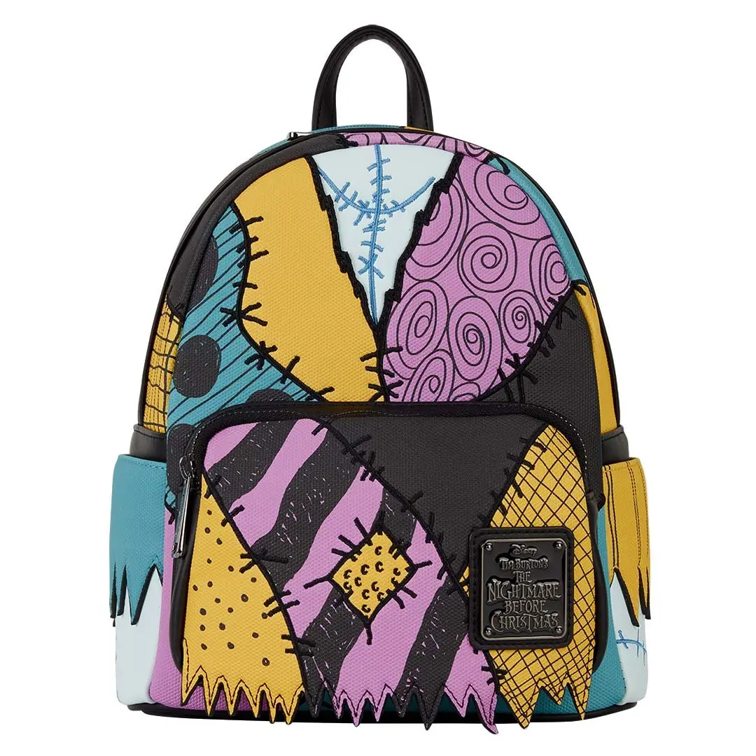 Loungefly Disney The Nightmare Before Christmas Sally Cosplay Faux Leather Mini Backpack with Patchwork, Embroidered Details, Lightweight Design, Lightweight Backpack