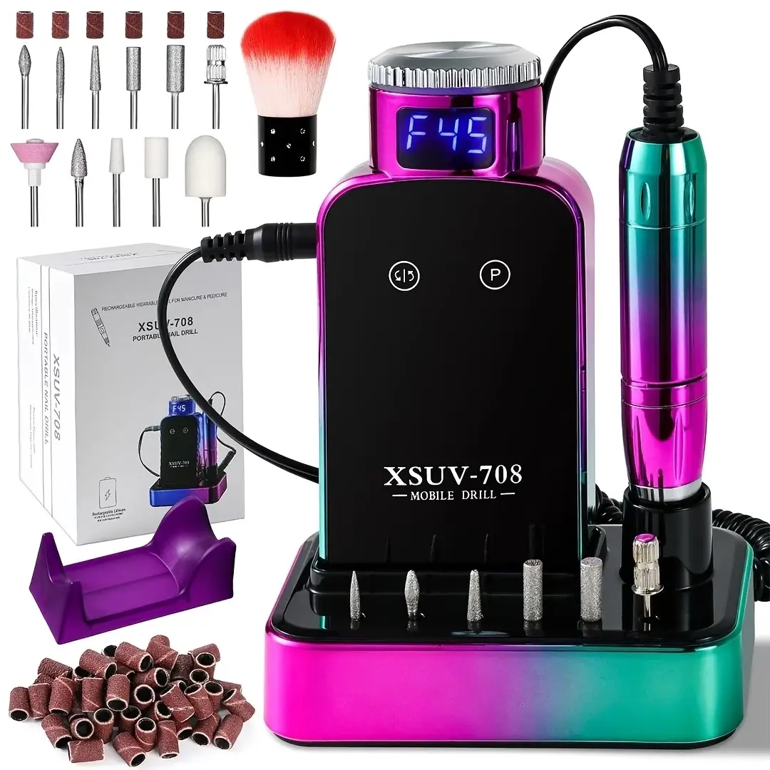 Professional Electric Nail Drill, 45000RPM Cordless Rechargeable E-File for Acrylic and Gel Nails, Manicure, Pedicure, Polishing, Shaping, and Cuticle Care for Salon or Home Use, Nail Care