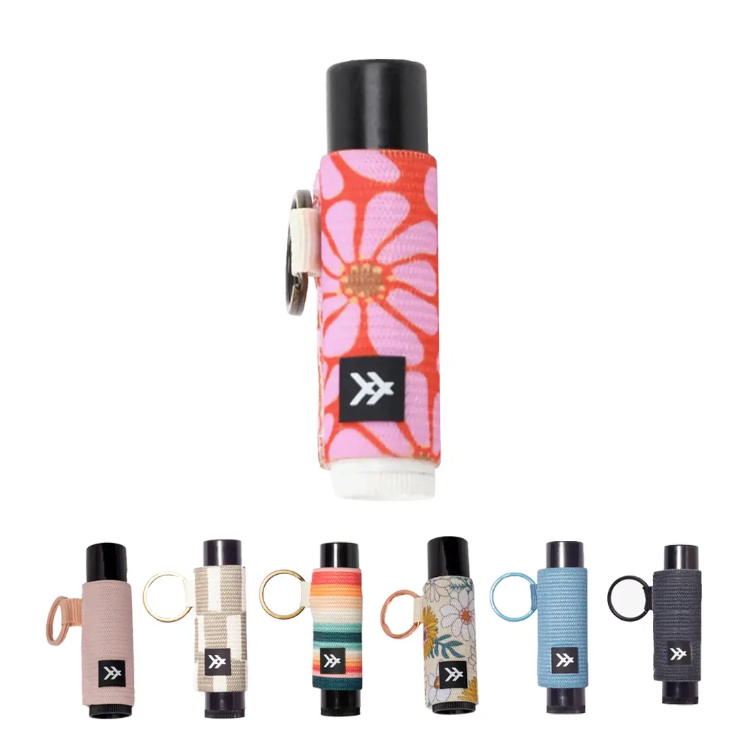 Thread Elastic Chapstick Holder Keychain , Durable Tight Knit Fabric, Built-in Keyring, Slim Profile, Patent D982,896