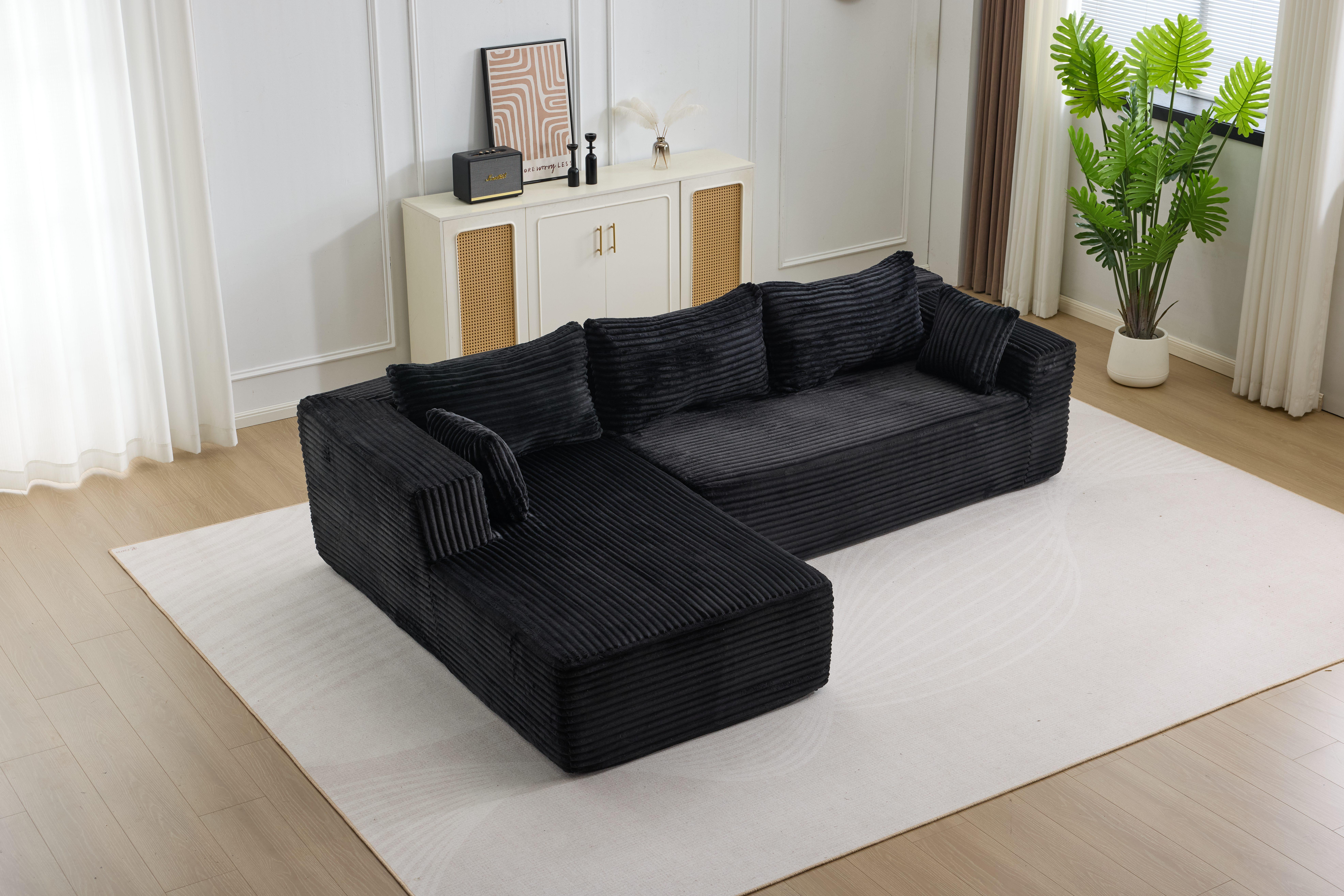 【U-shape: 3 Packages！L-shape: 2 Packages】 137.8“ Cloud Modular Sectional Sofa Couch U-Shape Chaise Corduroy Fabric No Assembly Required for Living Room Bedroom