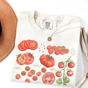 Comfort Colors Tomato Shirt, Fruit Shirt, Botanical Shirt, Cottagecore Clothing Vegan Shirt, Garden Shirt Vegetable Shirt,Aesthetic Clothes