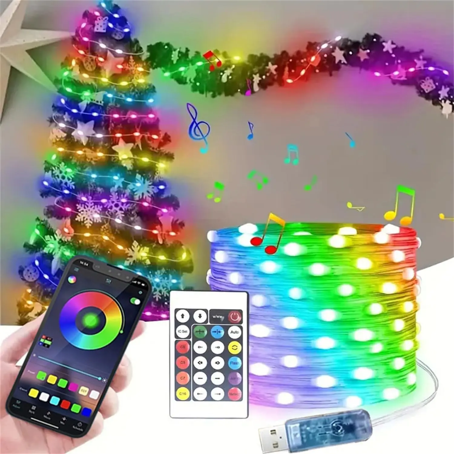 Smart Fairy String Light,32.8FT 100 LEDs RGB Dream Color Rope Lights with Remote & APP Control,Led Rope Lights Outdoor Waterproof, Christmas Light for Bedroom Deck Halloween Decorations