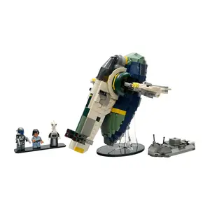 Acrylic Angled Display Stand Compatible with LEGO 75433 Jango Fett Starship - Set Not Included