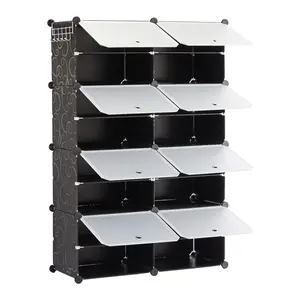 Shoe Rack, Plastic Storage Organizer Shelf for Hallway Entryway Closet