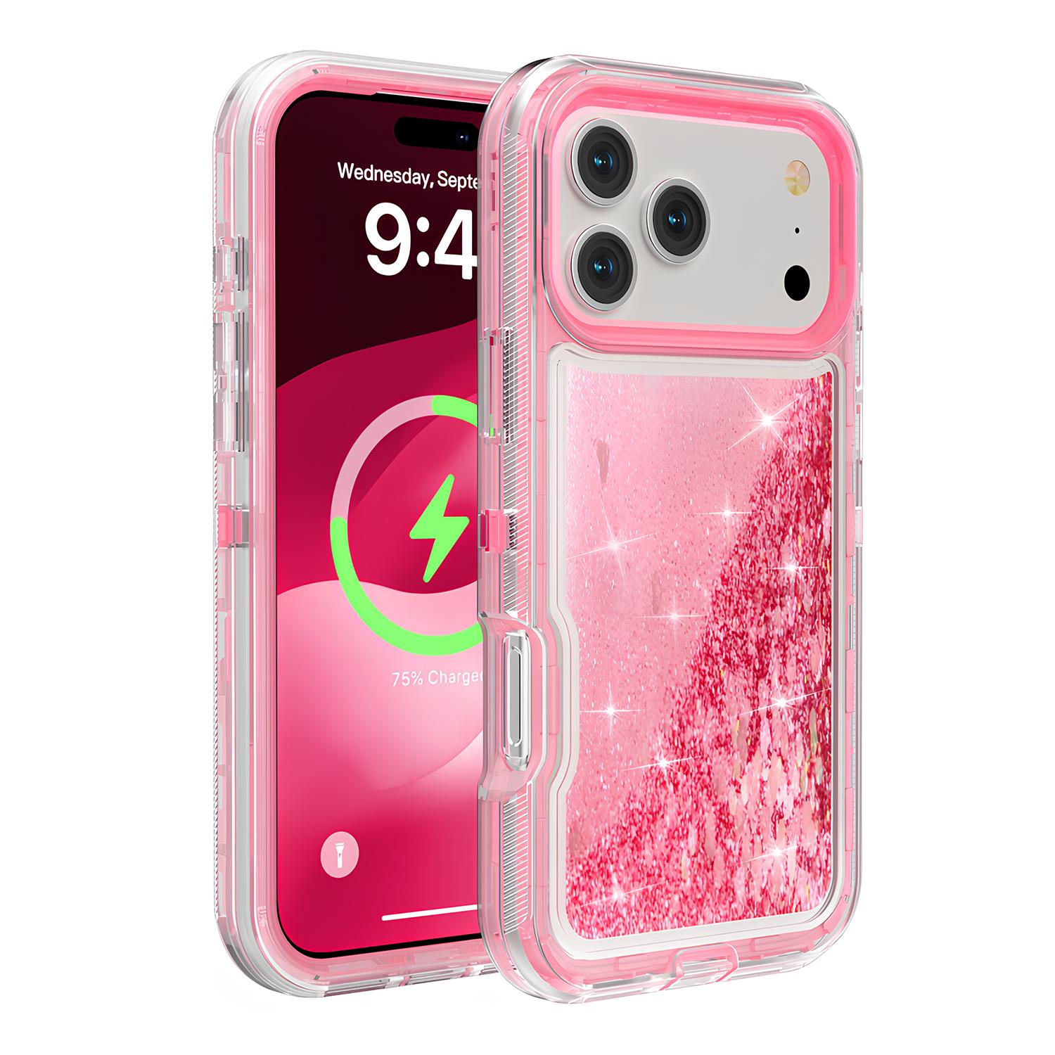 Liquid Glitter Case for iPhone 17 16 15 14 13 Pro Max Shockproof Phone Case,Colorful Quicksand TPU Bling Flowing Liquid Floating Sparkly Hybrid Heavy Duty Case