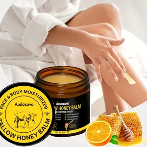 All Natural Beef Tallow Balm with Raw Honey – Fast-Absorb, Non-Greasy Body Moisturizer for Face, Hands, and Dry Skin Daily Care