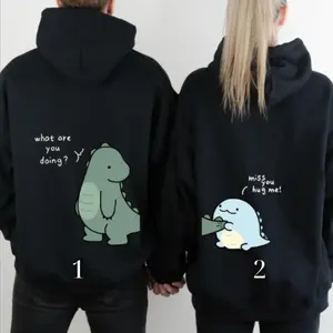 Lovely Dinosaur Matching Couple Hoodie Sweatshirt for Couple, Cute Dinosaur Matching Hoodie Gift For Couple, Matching Gift For Lovers
