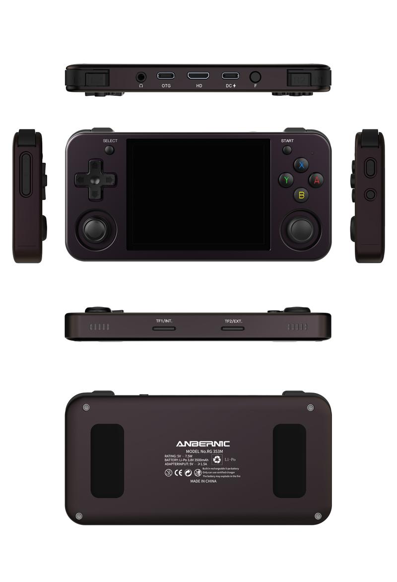 Anbernic RG353M Handheld Game Console【Buy 1 Get 1 HDMI 4K Cable+1 Fancy Case+1 Screen Protector+1 Type-C Cable 】Aluminum Alloy Metal Dual OS Android 11 Linux System 5G WiFi 4.2 Bluetooth HDMI Touch Screen Ready to Play Durability