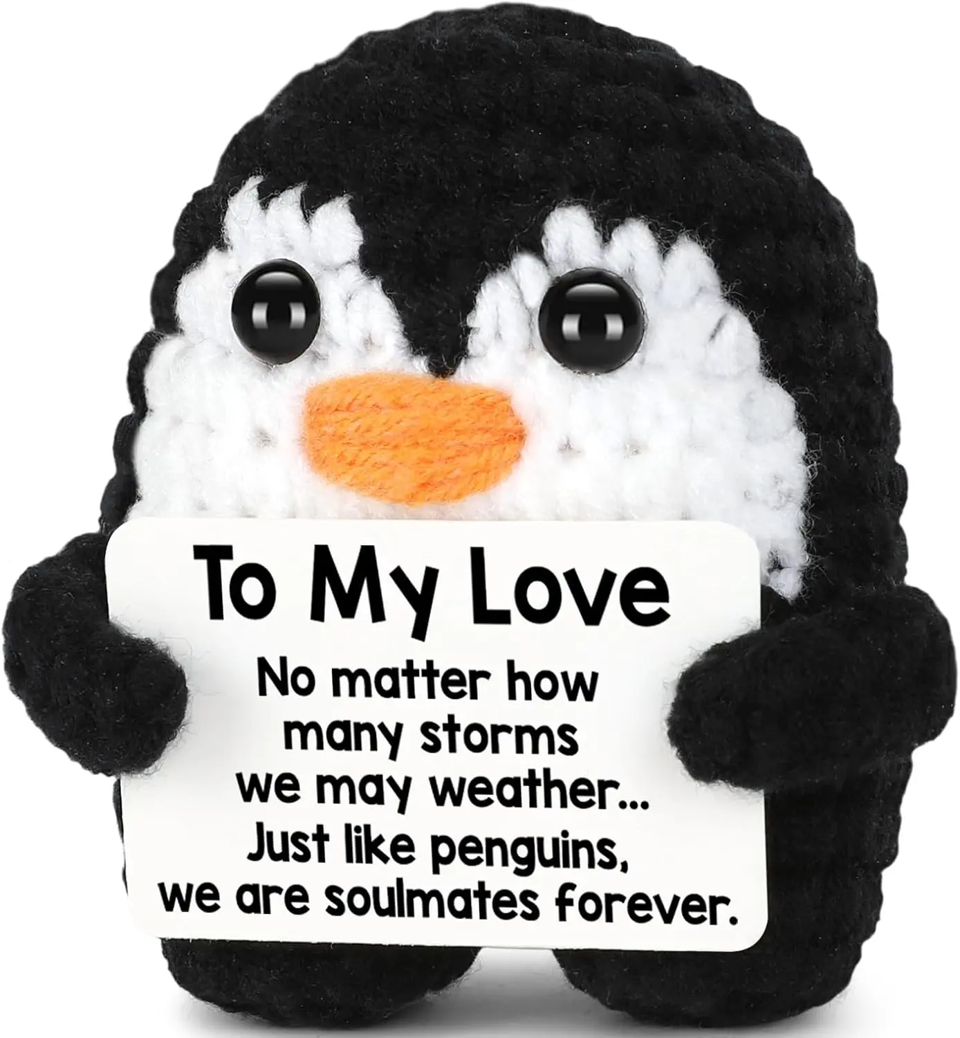 VeoCare Valentines Day Gifts for Him Her, to My Love Handmade Crochet Mini Penguin Anniversary Birthday Gift for Boyfriend Girlfriend Wife Husband, Romantic I Love You Valentines, sentimental boyfriend gifts, Gifts for Women Men Couple,