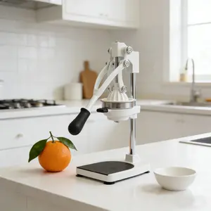 CNCEST Manual Juicer with 2 Press Heads 304 Stainless Steel Citrus Press for Orange Lemon Pomegranate 18oz Measuring Cup & Filter Bags Included Silver Durable Kitchen Gadget