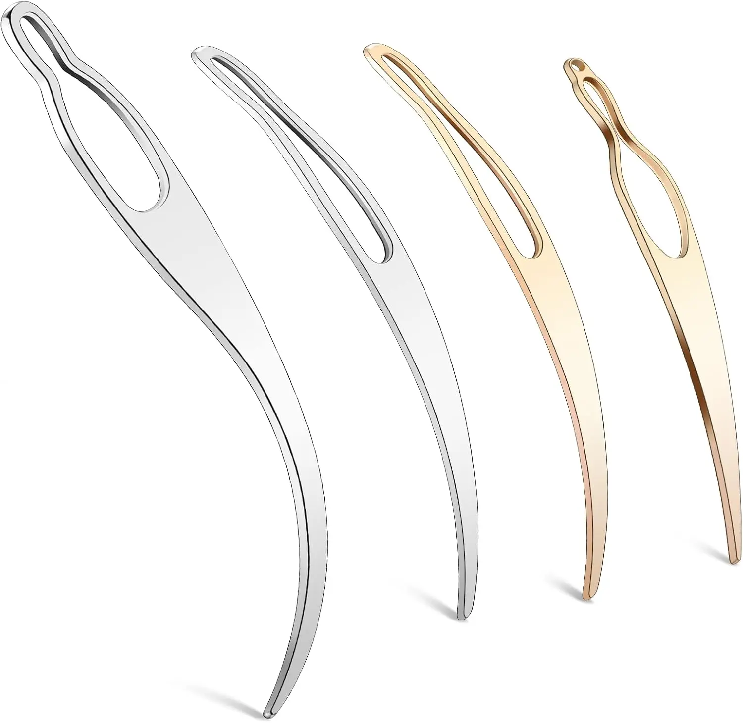 4-Count Smooth Handle Metallic DIY Dreadlock Crochet Tool, Sisterlock Retightening & Aircrafting Hair Accessory for Loc Maintenance & Hair Extensions Styling, Haircrafting
