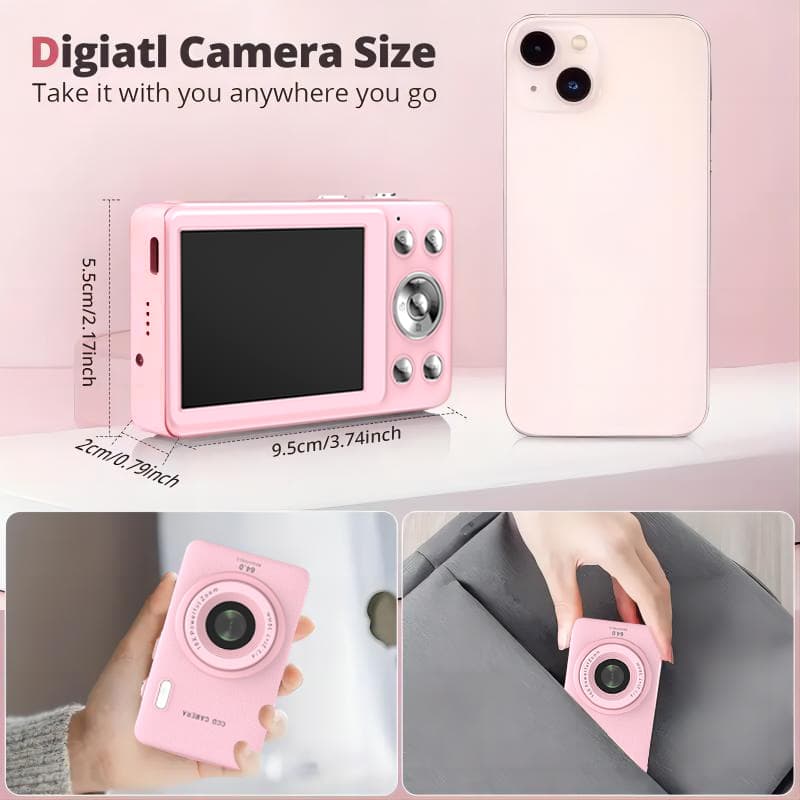1080P Auto Focus Digital Camera, with 32GMemory Card, Compact Portable Camera, Point and Shoot Camera, 16xZoom, Device, TeenagersBeginners, Teen Girl Boy Gift