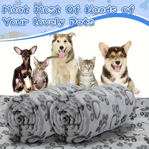 Soft Fluffy Pet Blanket for Dogs and Cats, Cute Cartoon Print Fleece Throw, Warm Plush Cat Bed Mat for Puppy Kitten Sofa Kennel