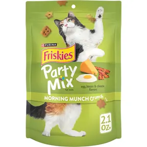 Purina Friskies Party Mix Morning Munch Crunch Cat Treats - (Pack of 10) 2.1 oz. Pouches