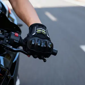 Motorcycle Gloves for Men & Women - Full Finger Touchscreen Gloves with Carbon Fiber Hard Shell Protection, Anti-Slip Goatskin Palm & Breathable Mesh Design | Perfect for Motorbike Riding, Mountain Biking, ATV Adventures & Outdoor Sports