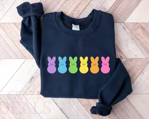 Colorful Easter Bunnies  Sweatshirt, Pastel Bunny T-shirt, Spring Easter Outfit Pullover
