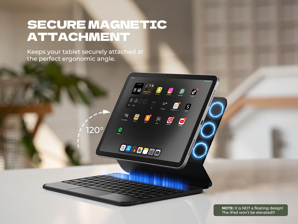 Dexnor Keyboard Case for iPad Air 11 inch (M3 2025/M2 2024) & iPad Pro 11 (4th/3rd/2nd/1st Gen) & iPad Air 5th/4th Gen Case with Keyboard Ultra-Thin Magnetic Detachable Trackpad Backlit