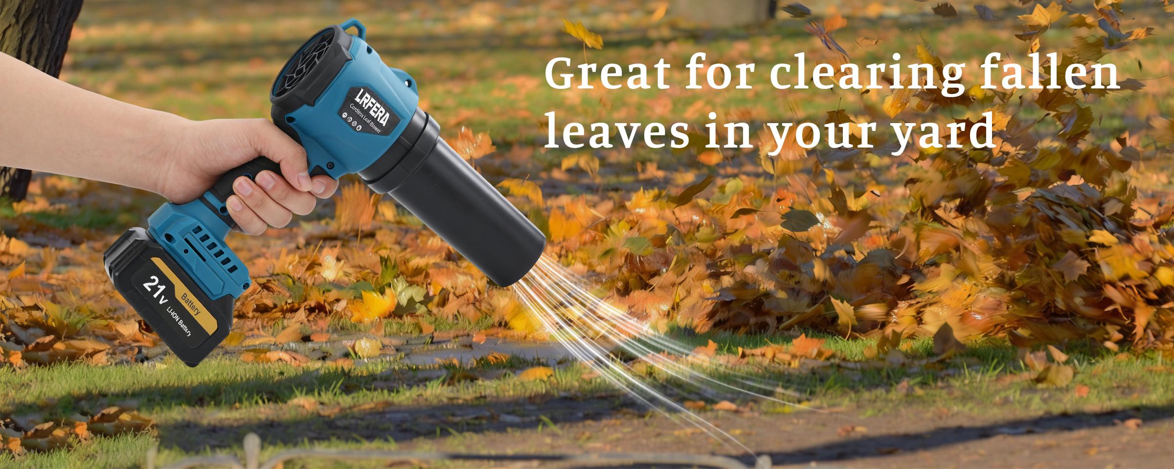 LRFERA Leaf blower and vacuuming two functions with 3speed modes,Leaf Blower Cordless - 21V Powerful Electric Leaf Blower with 2 x 4.0Ah Batteries and Charger, 1200G Wind Pressure Handheld Blower  for Lawn Care,Patio,Dust,Blowing Leaves and car vacuuming