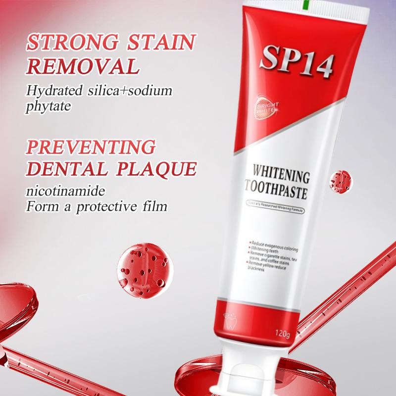 SP14 Upgraded Whitening Toothpaste 3-Pack with Niacinamide Tackles Tough Stains Promotes Oral Health 120g Each