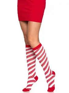 Krystal Candy Cane Knee Socks