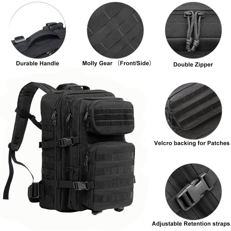 PIONERO Tactical Backpack Military ETC 40L Large Capacity Molle Webbing Design 3 Day Assault Pack with USA Flag Patch Waterproof High-Density Fabric Organized Daypack PIONERO Tactical Backpack Military ETC 40L Large Capacity Molle Webbing Design 3 Day Assault Pack with USA Flag Patch Waterproof High-Density Fabric Organized Daypack