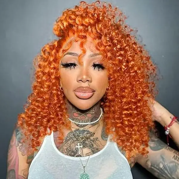 Curly Bob Wig Human Hair Curly Wave 13x4 Lace Front Wigs For Black Women Human Hair Pre Plucked Wear And Go Glueless Short Wet And Wavy Orange Ginger Color #350 14 Inch #SummerVibes